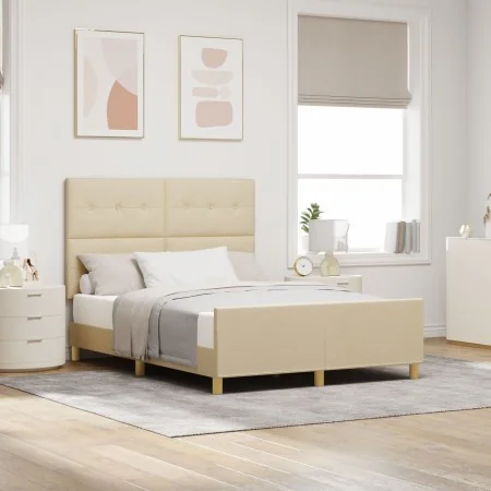 Estructura de Cama Crema 140x190 cm Tela von , Betten und Lattenroste - Ref: Foro24-3344730, Preis: 239,06 €, Rabatt: %