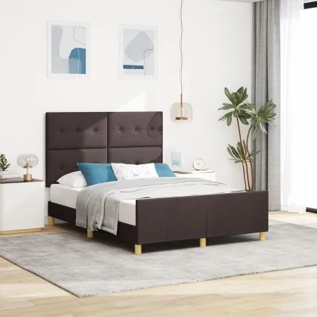 Marco de Cama Marrón Oscuro 140x200 cm de Tela by , Beds and slatted bases - Ref: Foro24-3344735, Price: 233,95 €, Discount: %