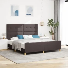 Estructura de Cama Marrón Oscuro 180x200 cm Tela