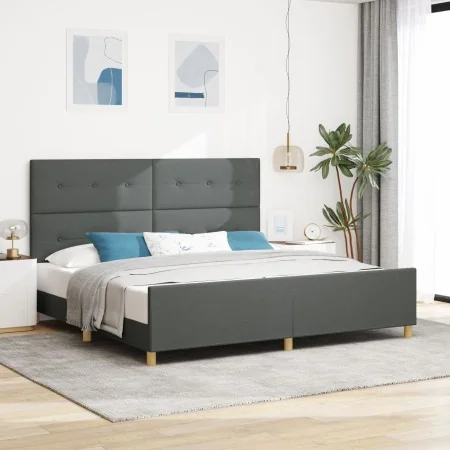 Marco de Cama Gris Oscuro 200x200 cm Tela de , Camas y somieres - Ref: Foro24-3344754, Precio: 270,79 €, Descuento: %