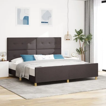Estructura de cama en marrón oscuro 200x200 cm de tela | Foro24.es | Tu tienda online para hogar, jardín y más Foro24.es