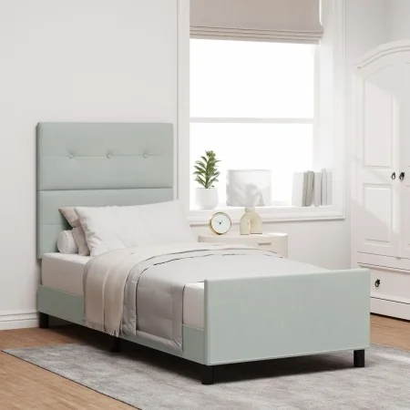 Estructura de Cama Gris Claro 90x200 cm Terciopelo de , Camas y somieres - Ref: Foro24-3344915, Precio: 156,02 €, Descuento: %
