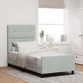 Base de Cama Gris Claro 100x200 cm Terciopelo by , Beds and slatted bases - Ref: Foro24-3344921, Price: 158,30 €, Discount: %