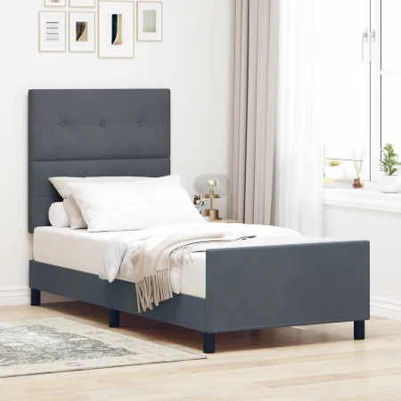 Estructura de Cama en Gris Oscuro, 100x200 cm, Hecha de Terciopelo | Foro24.es | Tu tienda online para hogar, jardín y más Foro24.es