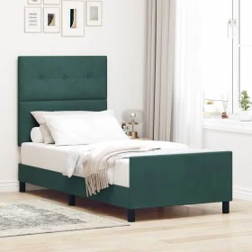 Estructura de Cama de Terciopelo Verde Oscuro