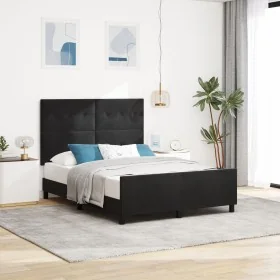 Estructura de Cama Negra 140x200 cm Terciopelo