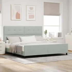 Estructura de cama Gris Claro 200x200 cm Terciopelo by , Beds and slatted bases - Ref: Foro24-3344963, Price: 270,94 €, Disco...
