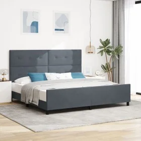 Estructura de Cama Gris Oscuro 200x200 cm Terciopelo de , Camas y somieres - Ref: Foro24-3344964, Precio: 271,65 €, Descuento: %