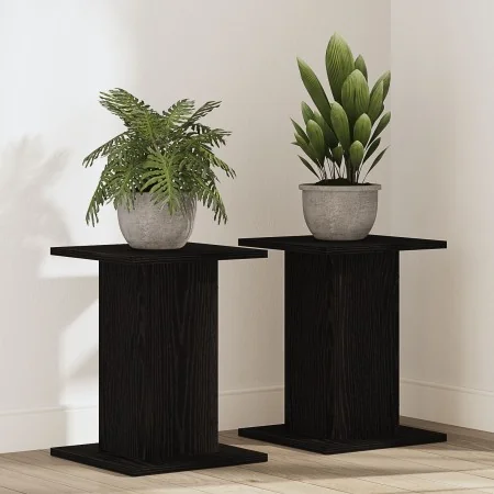 Soporte para Plantas 2 piezas Madera de Roble Negra 30x30x40 cm Madera Ingenierizada de , Soportes para macetas - Ref: Foro24...
