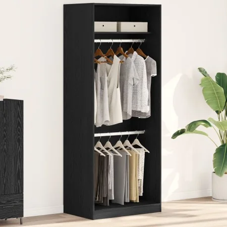 Armario Negro Roble 80x50x200 cm Madera Elaborada de , Armarios roperos - Ref: Foro24-3345119, Precio: 162,38 €, Descuento: %