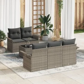 Conjunto de Sofás de Jardín Set de 6 Gris Rattan