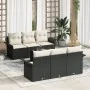 Conjunto de sofá de jardín de 7 piezas con cojines Negro Poliratán | Foro24.es | Tu tienda online para hogar, jardín y más Foro24.es