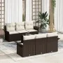 Conjunto de Sofá de Jardín de 7 Piezas con Cojines Marrón Poliratán | Foro24.es | Tu tienda online para hogar, jardín y más Foro24.es