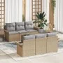 Juego de Sofás de Jardín de 7 Piezas con Cojines Beige Poliratán | Foro24.es | Tu tienda online para hogar, jardín y más Foro24.es