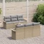 Juego de Sofás de Jardín de 7 Piezas con Cojines Beige Poliratán | Foro24.es | Tu tienda online para hogar, jardín y más Foro24.es