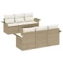 Juego de Sofá de Jardín de 7 Piezas con Cojines Beige Ratán Poliéster by , Outdoor sofas - Ref: Foro24-3345251, Price: 511,65...