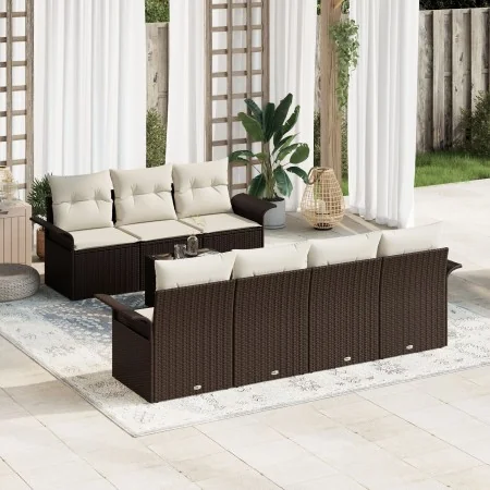 Juego de Sofás de Jardín de 8 Piezas con Cojines Marrón Rattan Sintético | Foro24.es | Tu tienda online para hogar, jardín y más Foro24.es