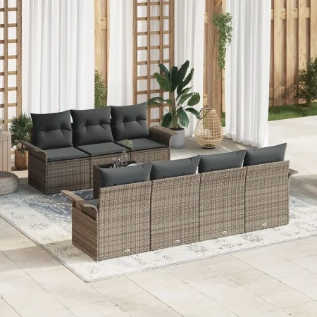 Juego de Sofá de Jardín de 8 Piezas con Cojines Gris Poliratán de , Sofás de exterior - Ref: Foro24-3345269, Precio: 524,54 €...