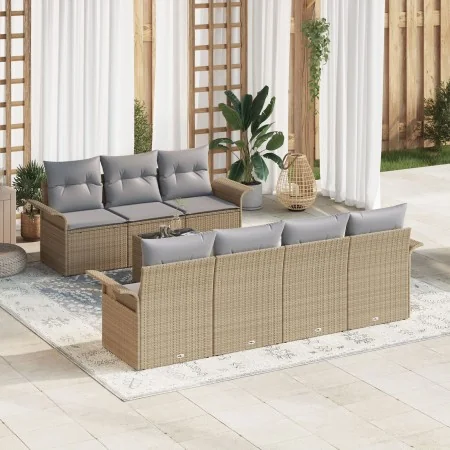 Juego de Sofás de Jardín de 8 Piezas con Cojines Beige Ratán Poliéster | Foro24.es | Tu tienda online para hogar, jardín y más Foro24.es
