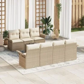 Conjunto de Sofá de Jardín de 8 Piezas con Cojines Beige Ratán Polipropileno by , Outdoor sofas - Ref: Foro24-3345271, Price:...