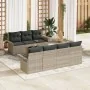Conjunto de Sofás de Jardín de 8 Piezas con Cojines Gris Claro Poliratán | Foro24.es | Tu tienda online para hogar, jardín y más Foro24.es