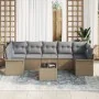 Conjunto de sofá de jardín de 8 piezas con cojines Beige Ratán Poli | Foro24.es | Tu tienda online para hogar, jardín y más Foro24.es