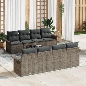 Juego de Sofás de Jardín Set de 7 Gris Ratán