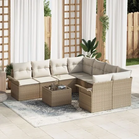 Juego de Sofás de Jardín de 9 Piezas con Cojines Beige de Polirratán von , Outdoor-Sofas - Ref: Foro24-3345301, Preis: 618,32...