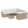 Juego de Sofás de Jardín de 9 Piezas con Cojines Beige de Polirratán von , Outdoor-Sofas - Ref: Foro24-3345301, Preis: 618,32...