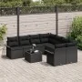 Set de Sofás de Jardín de 9 Piezas con Cojines Negro Poliratán | Foro24.es | Tu tienda online para hogar, jardín y más Foro24.es