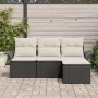 Sofá de Jardín de 4 Piezas con Cojines Negro de Ratán Poliéster von , Outdoor-Sofas - Ref: Foro24-3345307, Preis: 256,35 €, R...
