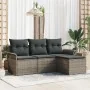Conjunto de Sofá de Jardín de 4 Piezas con Cojines Grises de Ratán von , Outdoor-Sofas - Ref: Foro24-3345309, Preis: 257,94 €...