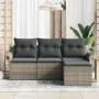 Conjunto de Sofá de Jardín de 4 Piezas con Cojines Grises de Ratán von , Outdoor-Sofas - Ref: Foro24-3345309, Preis: 257,94 €...