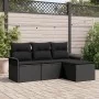 Conjunto de Sofá de Jardín de 4 Piezas con Cojines Negro Poliratán | Foro24.es | Tu tienda online para hogar, jardín y más Foro24.es