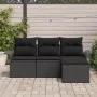 Conjunto de Sofá de Jardín de 4 Piezas con Cojines Negro Poliratán | Foro24.es | Tu tienda online para hogar, jardín y más Foro24.es