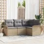 Juego de sofá de jardín de 4 piezas con cojines beige de poliratán | Foro24.es | Tu tienda online para hogar, jardín y más Foro24.es