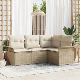 Conjunto de sofá de jardín de 4 piezas con cojines Beige Ratán sintético von , Outdoor-Sofas - Ref: Foro24-3345341, Preis: 32...
