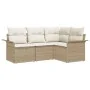 Conjunto de sofá de jardín de 4 piezas con cojines Beige Ratán sintético von , Outdoor-Sofas - Ref: Foro24-3345341, Preis: 32...