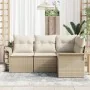 Conjunto de sofá de jardín de 4 piezas con cojines Beige Ratán sintético von , Outdoor-Sofas - Ref: Foro24-3345341, Preis: 32...