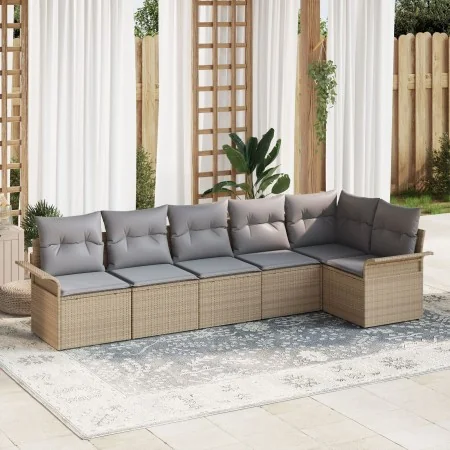 Juego de Sofá de Jardín de 6 Piezas con Cojines Beige Ratán Sintético | Foro24.es | Tu tienda online para hogar, jardín y más Foro24.es