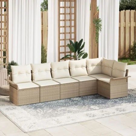 VidaXL Juego de Sofá de Jardín de 6 Piezas con Cojines Beige de Ratán Sintético by , Outdoor sofas - Ref: Foro24-3345381, Pri...