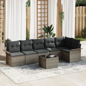 Juego de Sofás de Jardín de 6 Piezas Set de 7 Gris