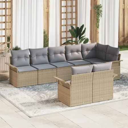 Juego de Sofá de Jardín de 8 Piezas con Cojines Beige Ratán de Polímero | Foro24.es | Tu tienda online para hogar, jardín y más Foro24.es
