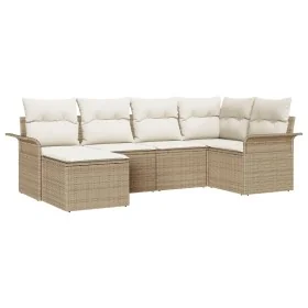 Set de Sofás de Jardín de 6 Piezas con Cojines Beige Ratán Poliéster by , Outdoor sofas - Ref: Foro24-3345431, Price: 433,49 ...