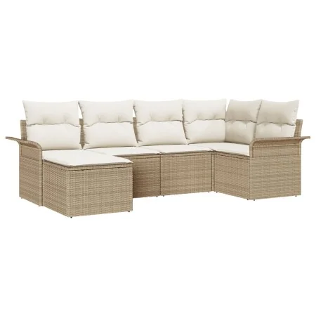 Set de Sofás de Jardín de 6 Piezas con Cojines Beige Ratán Poliéster by , Outdoor sofas - Ref: Foro24-3345431, Price: 433,49 ...
