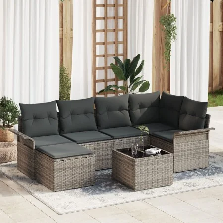 Conjunto de sofá de jardín de 6 partes con cojines de ratán sintético negro | Foro24.es | Tu tienda online para hogar, jardín y más Foro24.es