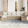 Juego de Sofá de Jardín de 7 Piezas con Cojines Beige de Poliratán by , Outdoor sofas - Ref: Foro24-3345451, Price: 469,00 €,...