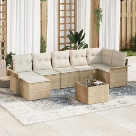 Juego de sofá de jardín de 8 piezas con cojines de ratán y poliéster marrón von , Outdoor-Sofas - Ref: Foro24-3345461, Preis:...