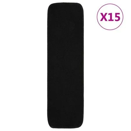 Stair mats 15 pcs black rectangular 75x20 cm by vidaXL, Stair mats - Ref: Foro24-340393, Price: 43,22 €, Discount: %