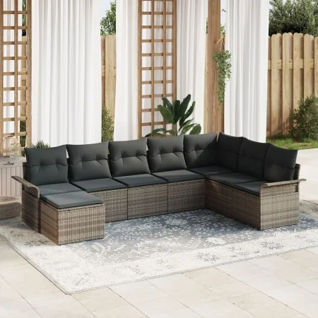 Juego de Sofá de Jardín de 8 Piezas con Cojines de Poliratán Gris von , Outdoor-Sofas - Ref: Foro24-3345479, Preis: 484,57 €,...
